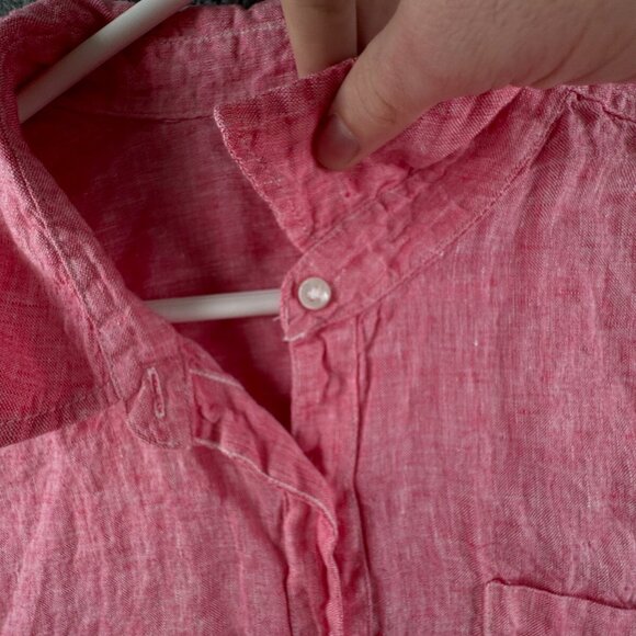 LL Bean Women Long Sleeve Linen Button Up Shirt Pink Large Reg 299906 Adult - Picture 8 of 11
